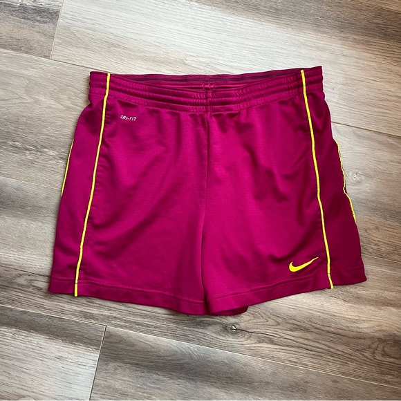 Nike Dri Fit Pink and Yellow High Waisted Athletic Shorts - Picture 8 of 9